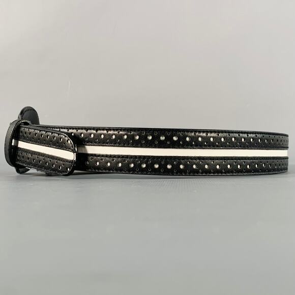 LAUREL Size S Black White Perforated Two Tone Leather Belt main image 4